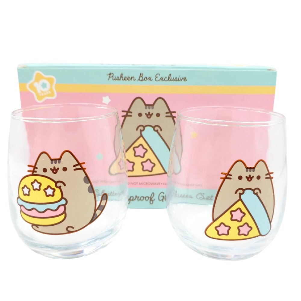 *Pusheen Box Exclusive Winter 2020 Shatterproof Stemless Glasses Set-Damaged Box